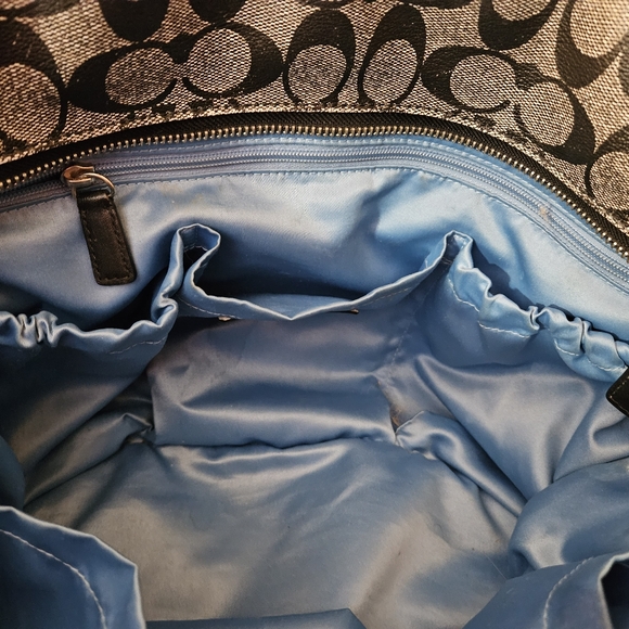 Black & Grey Leather Coach Diaper Bag - Picture 9 of 13